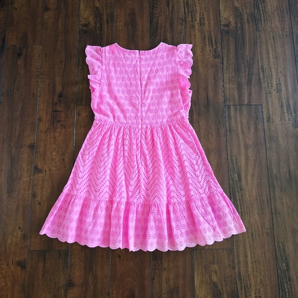 Vineyard Vines Allamanda Pink Wave Floral Eyelet Dress Size 12 - Picture 7 of 11